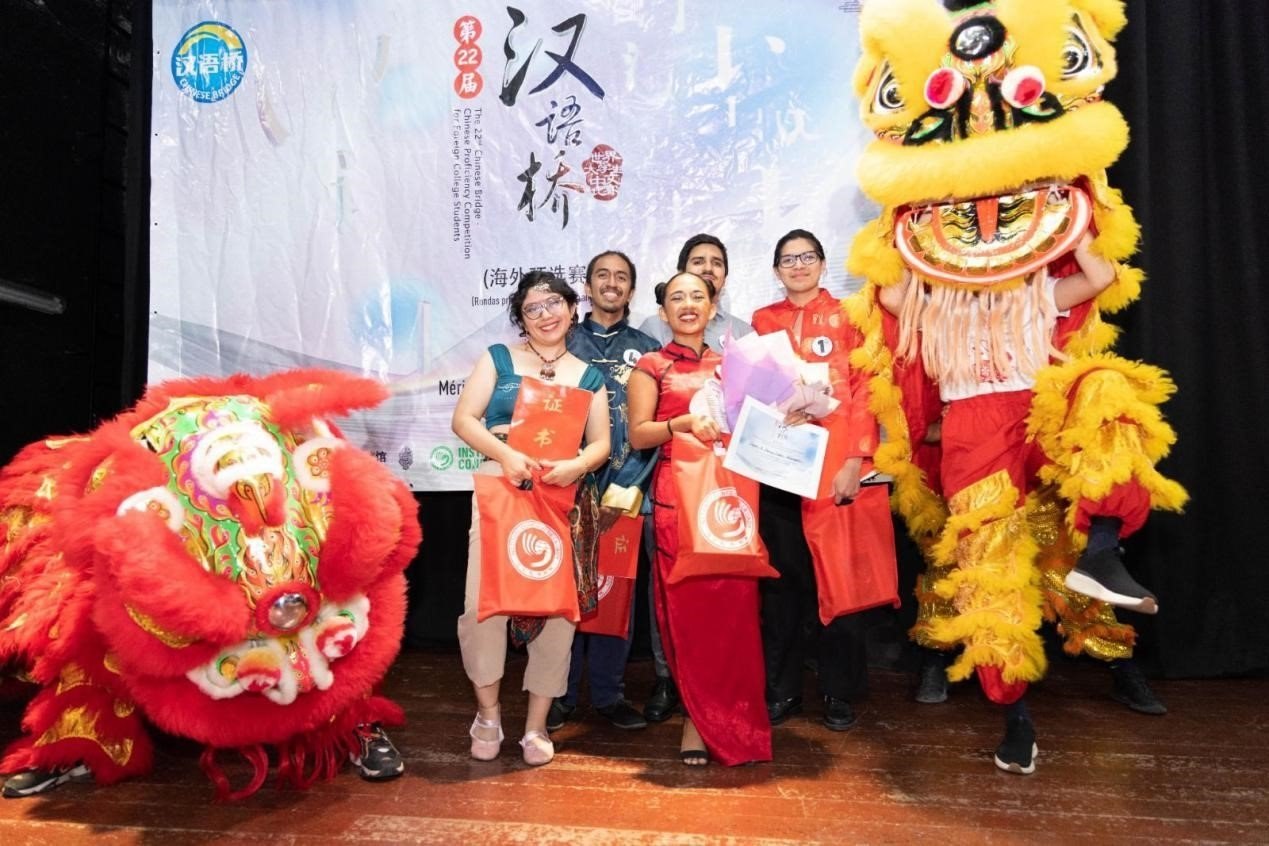 獲獎選手合影。尤卡坦自治大學(xué)孔子學(xué)院供圖