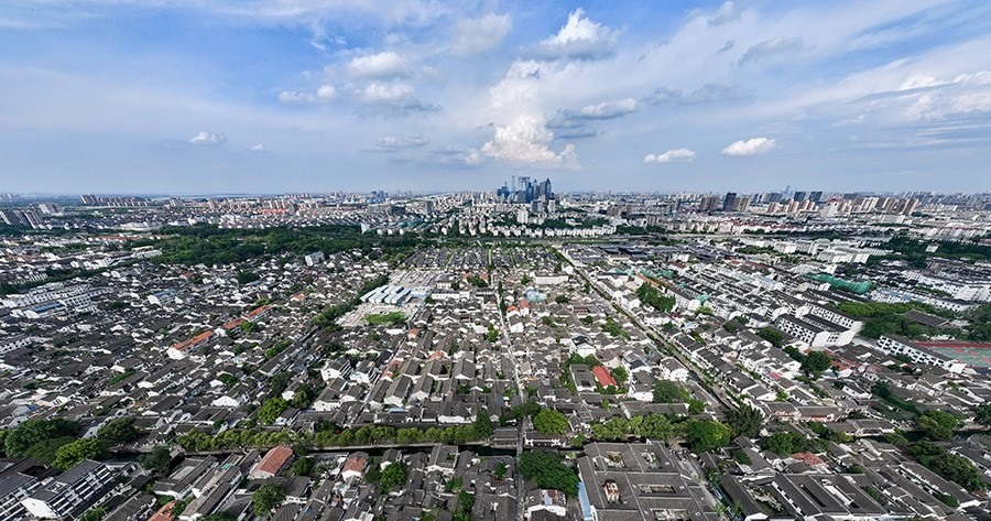 2023年7月3日拍攝的蘇州平江歷史文化街區(qū)（無(wú)人機(jī)照片）。新華社記者 李博 攝