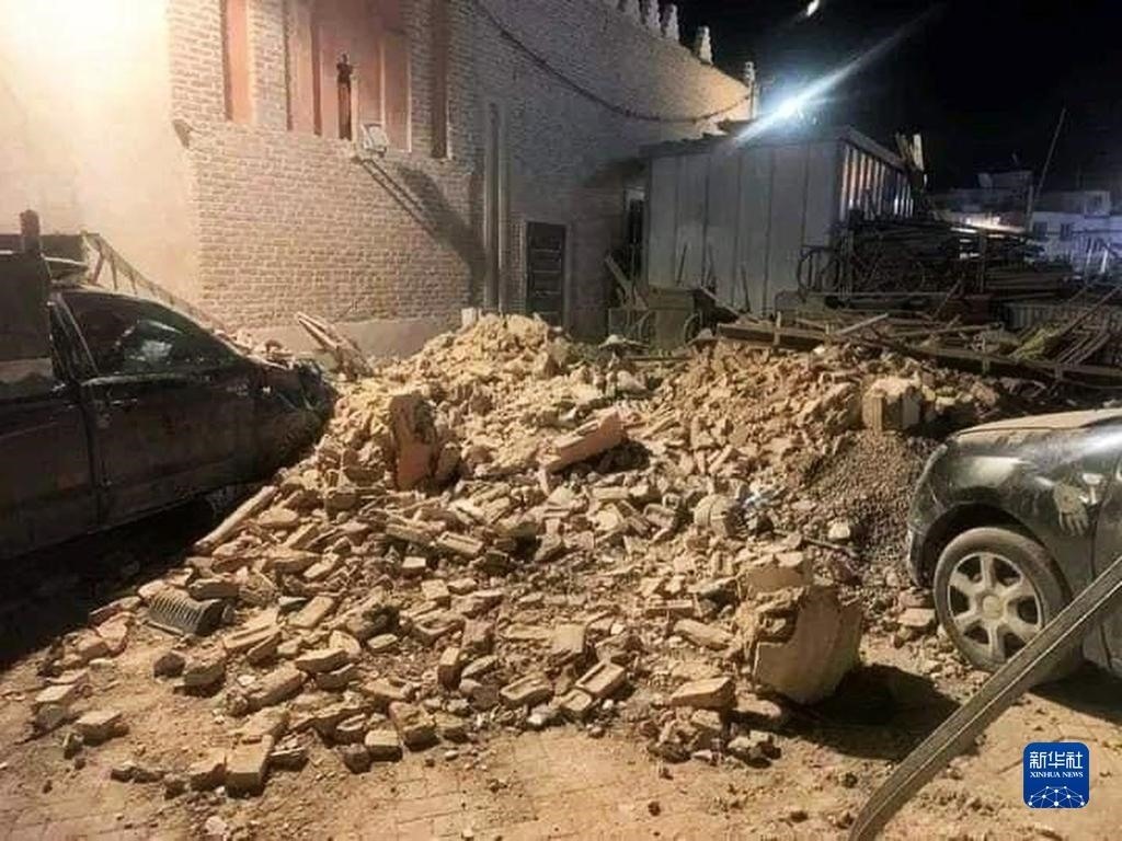 這是9月9日在摩洛哥南部城市馬拉喀什拍攝的震后景象。新華社發(fā)