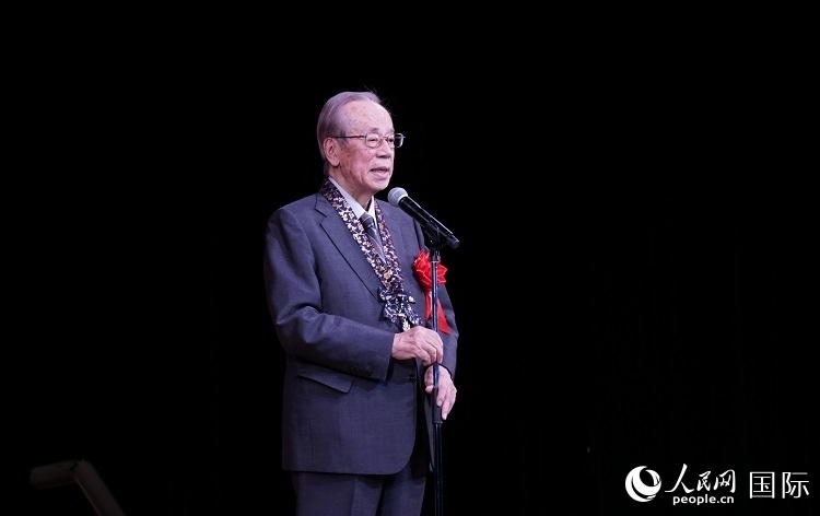 日本前首相福田康夫發(fā)表致辭。人民網(wǎng) 蔣曉辰攝