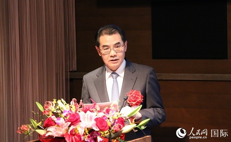 中國駐日本大使吳江浩發(fā)表致辭。人民網(wǎng) 許可攝