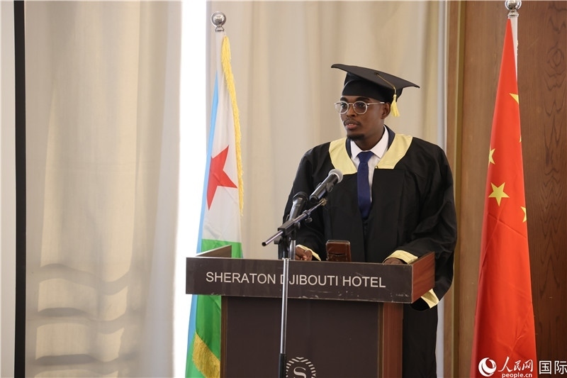吉布提魯班工坊2023屆畢業(yè)生代表發(fā)言。人民網(wǎng)記者 張志文攝