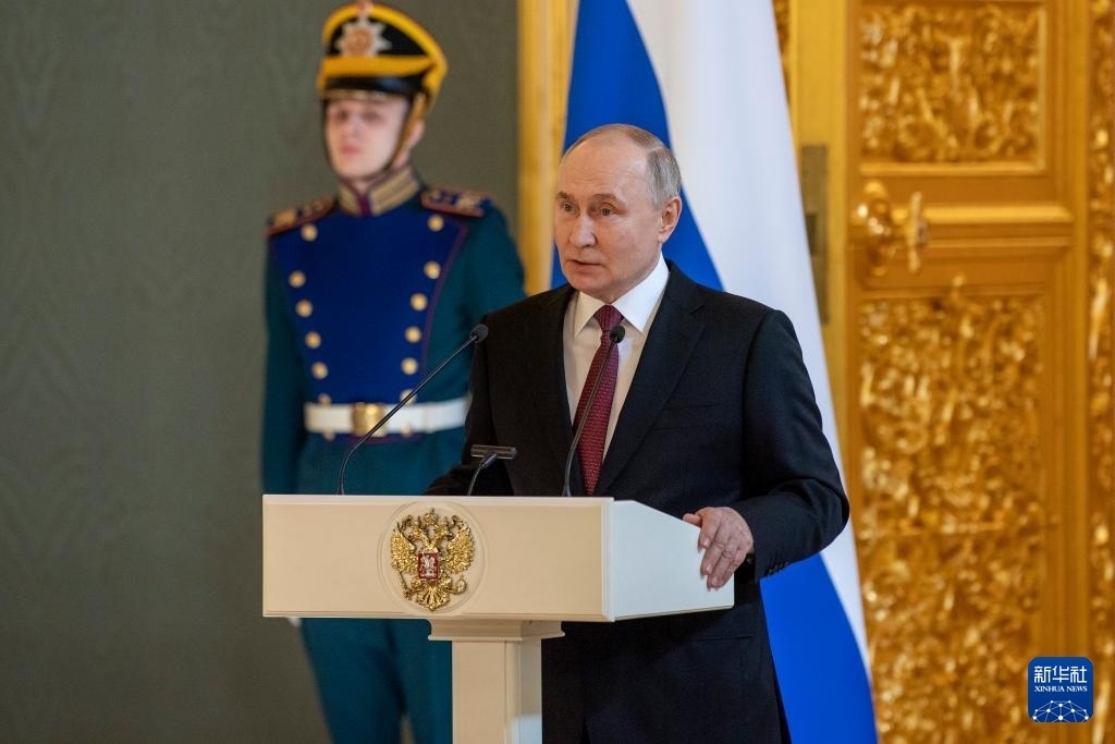 3月20日，俄羅斯總統(tǒng)普京在莫斯科克里姆林宮與其競選團隊代表舉行見面會。新華社記者 曹陽 攝