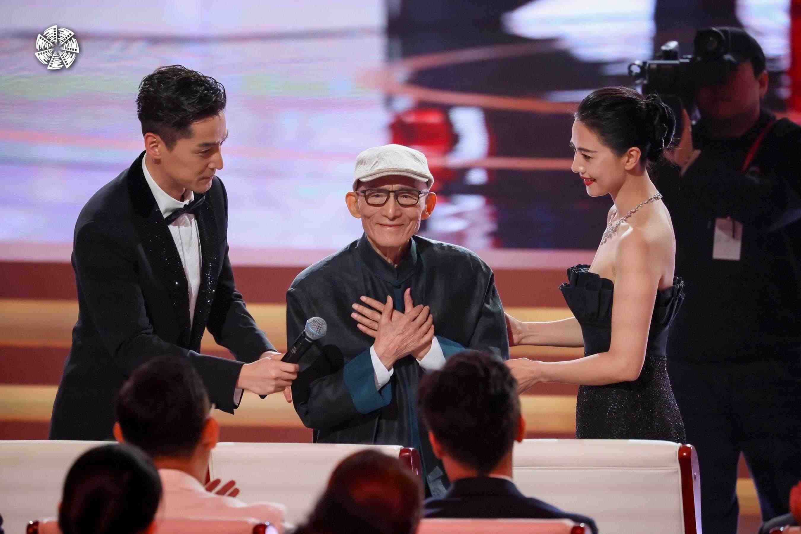 從左到右依次為演員胡歌，演員游本昌，演員高圓圓。主辦方供圖