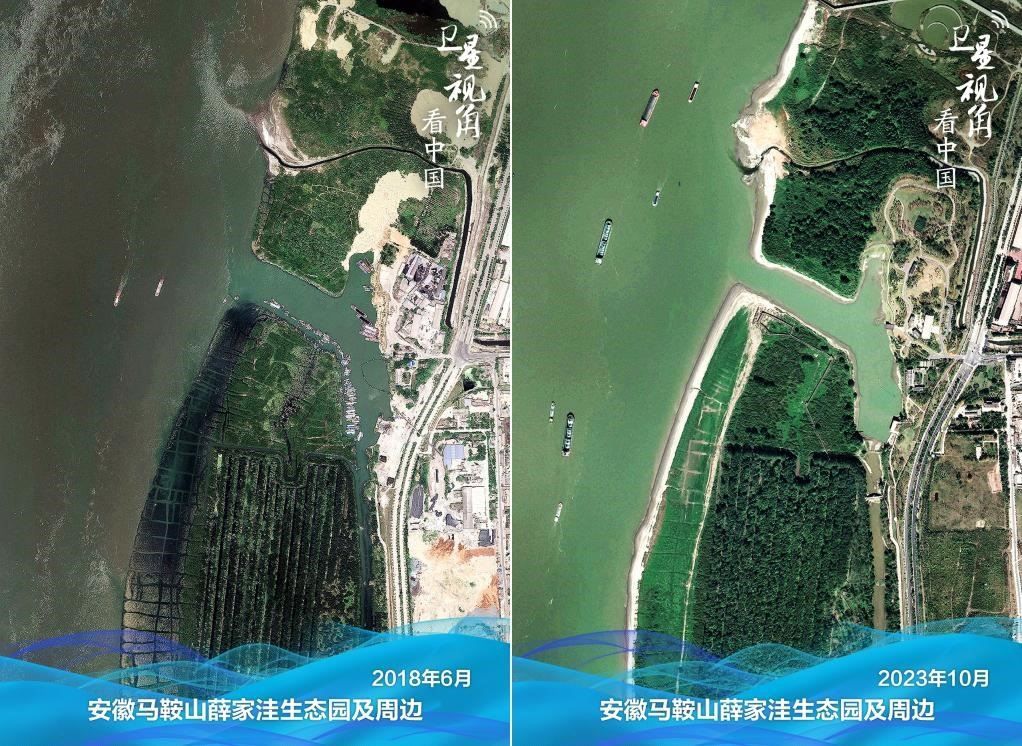 經(jīng)過整治后的安徽馬鞍山薛家洼生態(tài)園生機(jī)盎然。