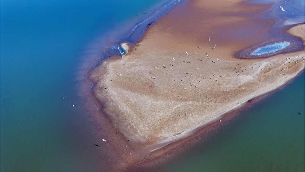 2024年3月1日拍攝的黃河寧夏段（無(wú)人機(jī)照片）。