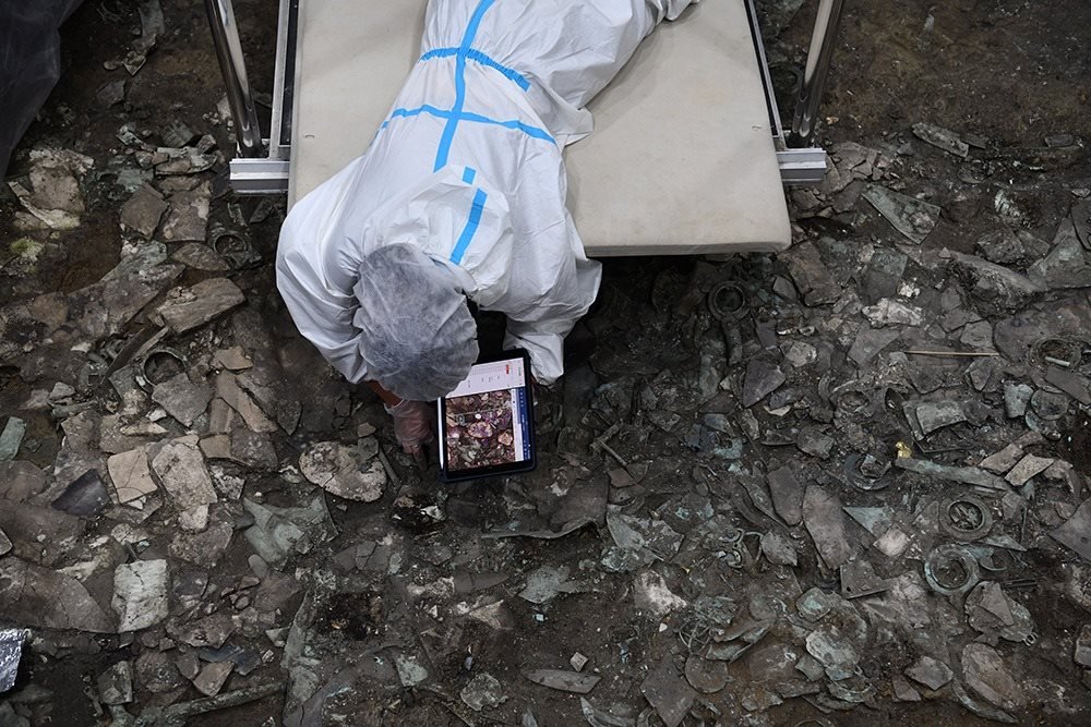 2022年6月28日，四川德陽，三星堆7號(hào)祭祀坑發(fā)掘現(xiàn)場。