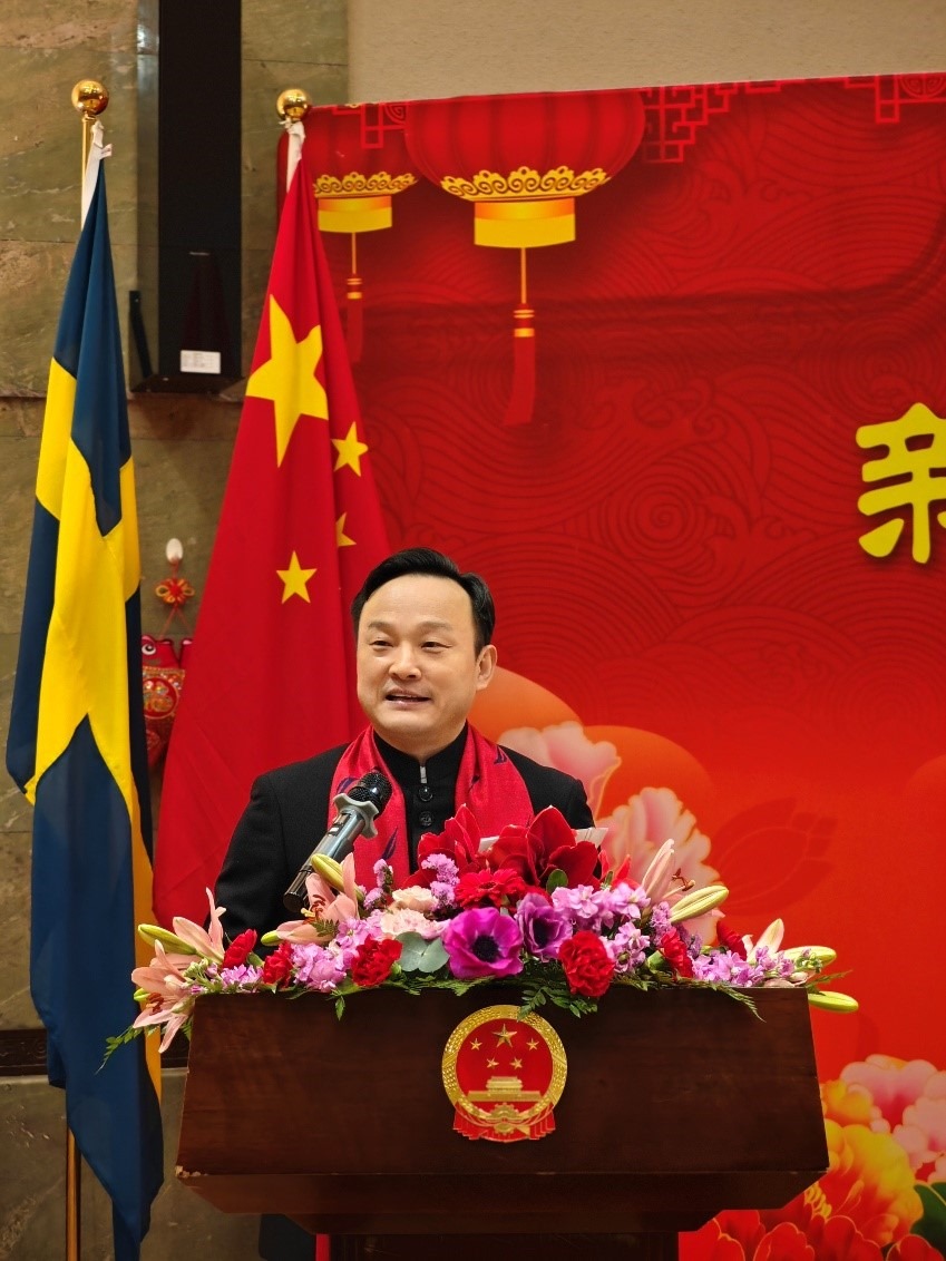中國駐哥德堡總領(lǐng)事楊培棟致辭。中國駐哥德堡總領(lǐng)館供圖
